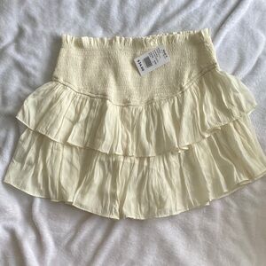 Mustard Seed Cream Ruffled Mini Skirt
